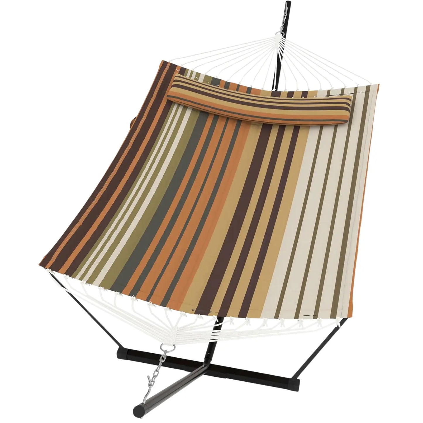 Experience Ultimate Relaxation with Our Heavy-Duty Portable Double Hammock for Two – Complete with Pillow & Adjustable Steel Stand, 475 Lbs Capacity – Perfect for Outdoor Patios, Gardens, Beaches, and Backyards this Summer!
