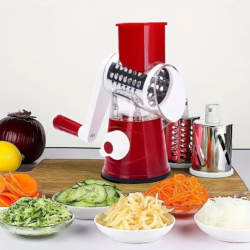Revolutionize Your Cooking with the 1Pc Portable Manual Vegetable Cutter Slicer - Multifunctional Round Rotate Mandoline for Effortless Potato and Cheese Prep!