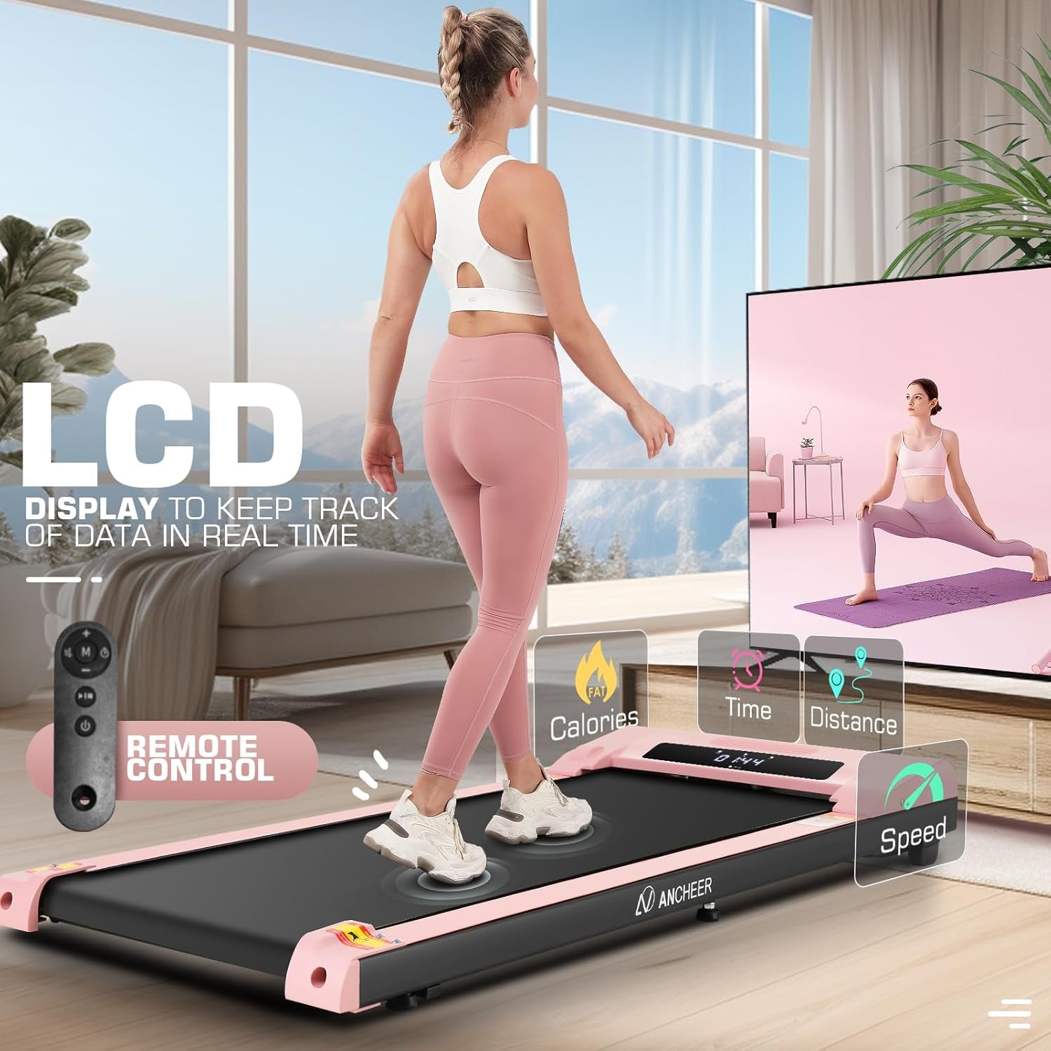 Elevate Your Fitness: 8-in-1 Folding Treadmill with Desk Workstation, Adjustable Height, 2.5HP Ultra-Quiet Walking Pad - 300lbs Capacity, 8% Incline, No Installation Needed!