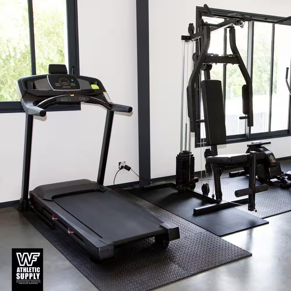 Puzzle Exercise Mat Black 24 In. X 24 In. X 0.5 In. EVA Foam Interlocking Tiles with Border (24 Sq. Ft.)