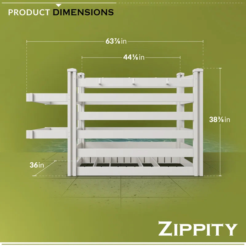 Freestanding Zippity Pool Float Storage Organizer - Durable Outdoor Vinyl Equipment Enclosure & Deck Caddy with Dividers (3.1Ft H x 5.3Ft W x 3Ft L)