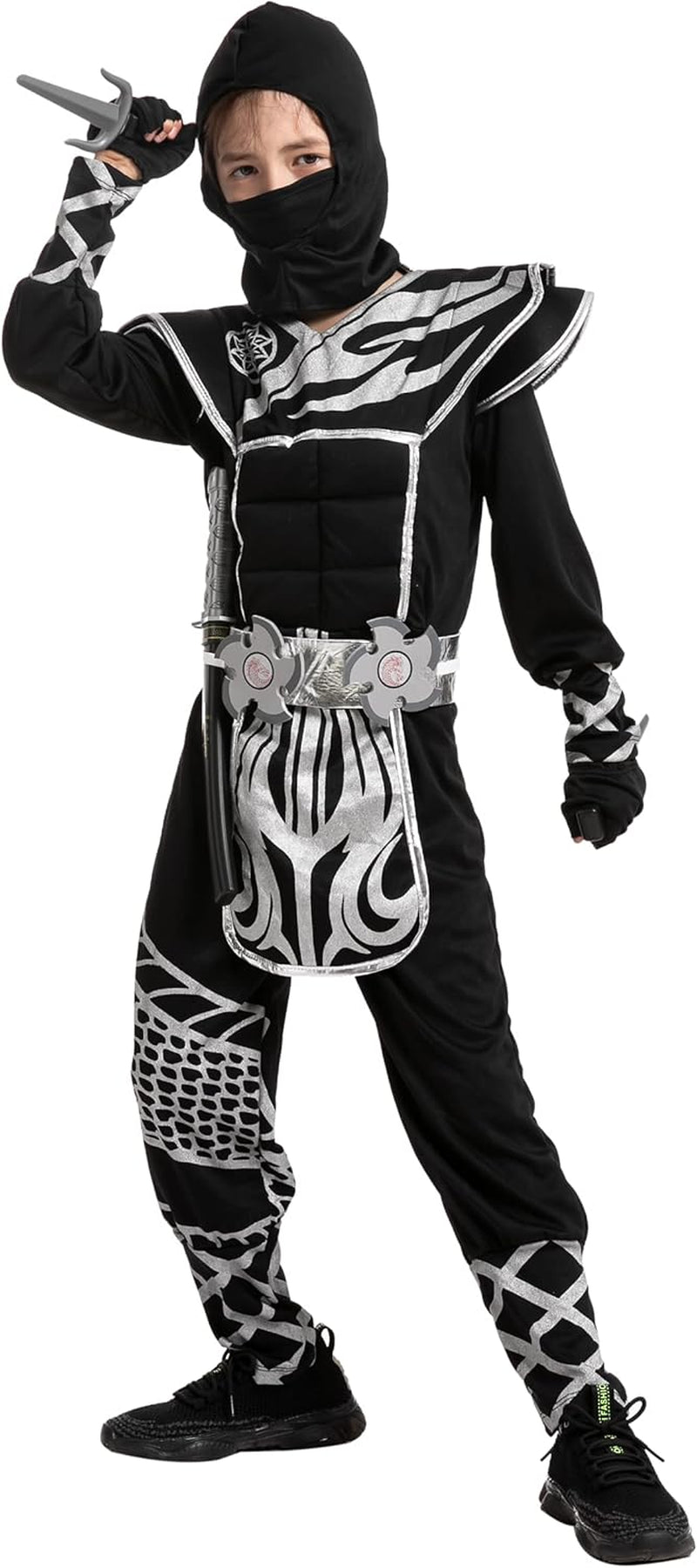 Unleash Your Child's Inner Warrior with Our Boys Ninja Costume - Complete Dragon Scales Outfit with Accessories for Epic Halloween Fun!