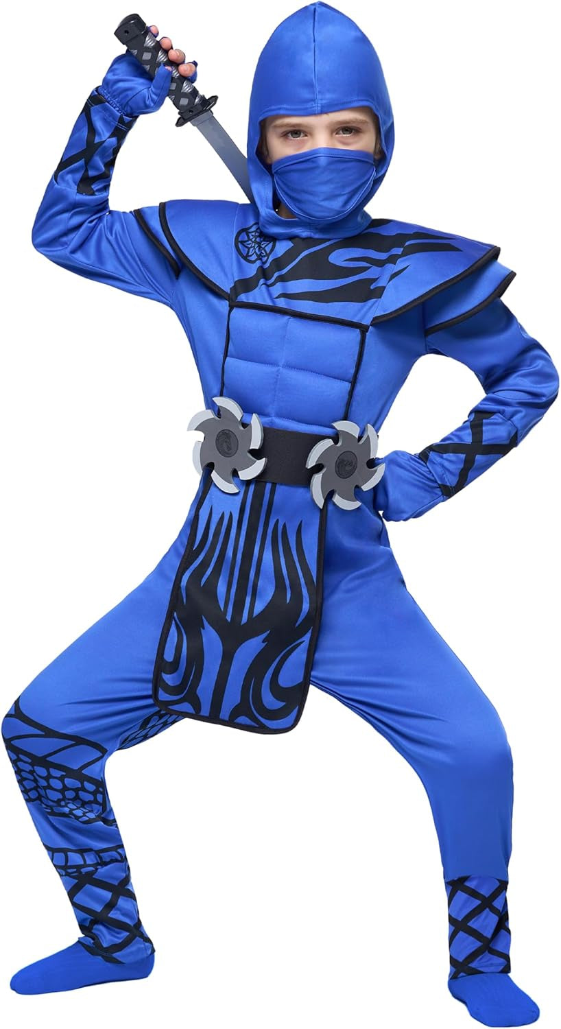 Epic Boys Ninja Costume - Dragon Scales Outfit with Accessories for Toddler Halloween Fun
