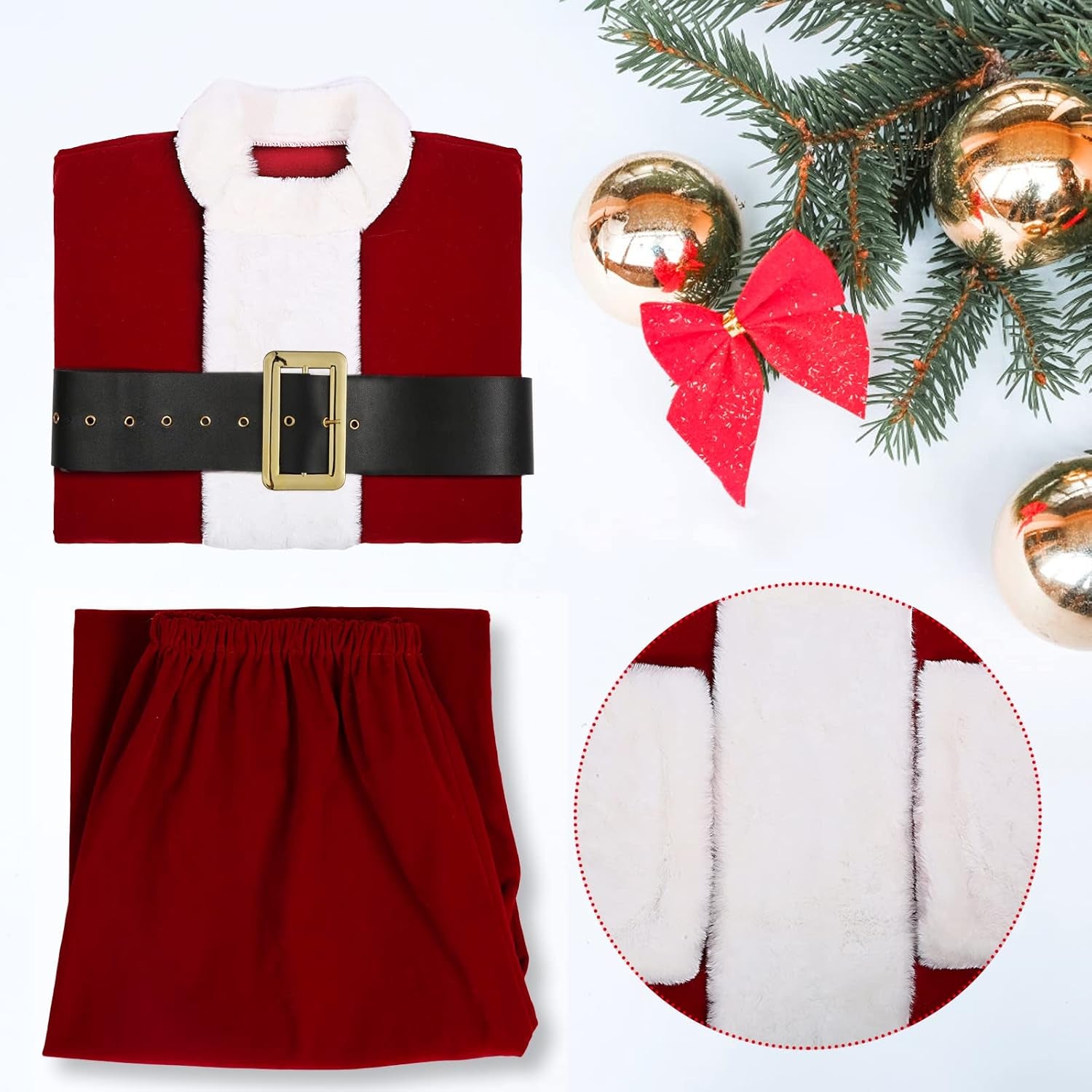 Transform Into Santa This Christmas with Our Deluxe 9-Piece Santa Claus Costume for Men - Complete Velvet Suit with Accessories!