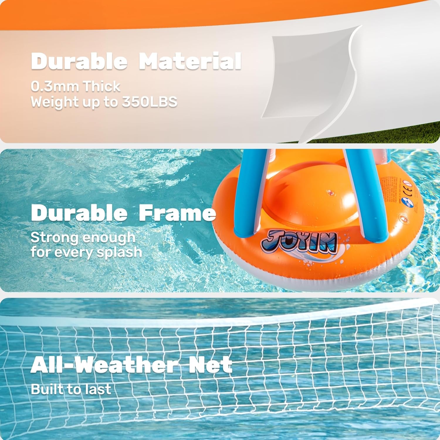 Ultimate XL Inflatable Pool Float Set - 125" Volleyball Net & Basketball Hoops for Endless Summer Fun!