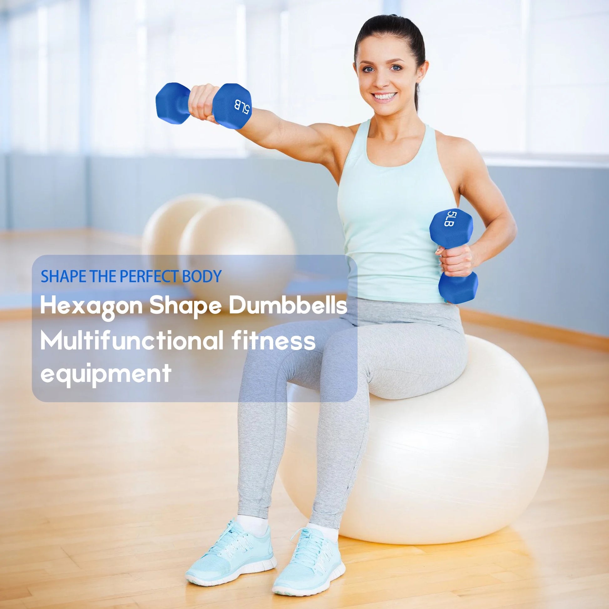 22 Lb Neoprene Dumbbell Set with Storage Box - Anti-Slip Hex Dumbbells for Strength & Resistance Training