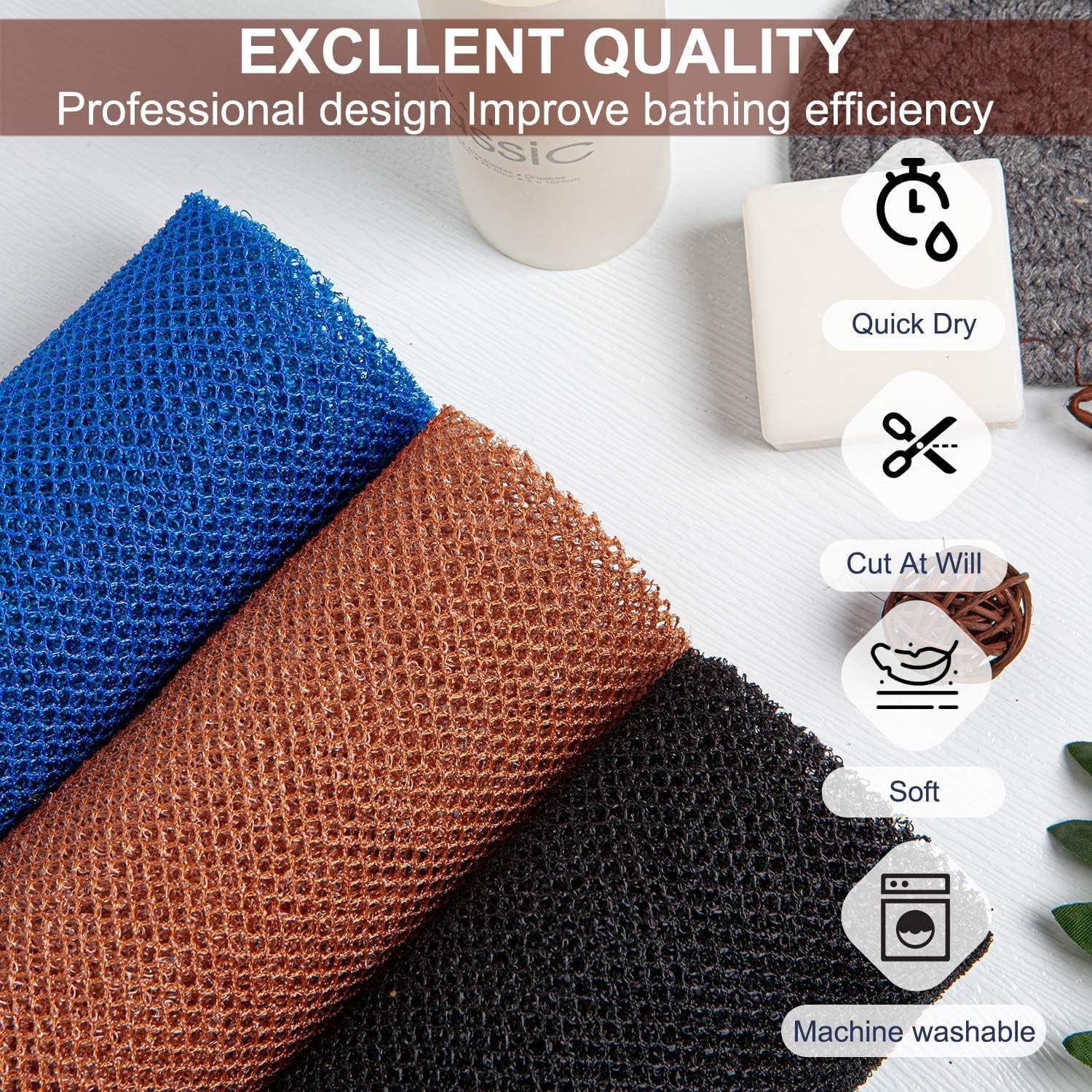 Revitalize Your Skin with 3-Pack African Exfoliating Net Sponges - Ultimate Bath and Shower Scrubbers!