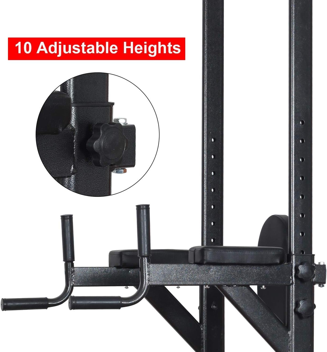 High Capacity Power Tower Dip Station - 800Lbs, Adjustable Heavy Duty Steel Multi-Function Fitness Equipment for Home Gym - Includes Weight Sit Up Bench (White)