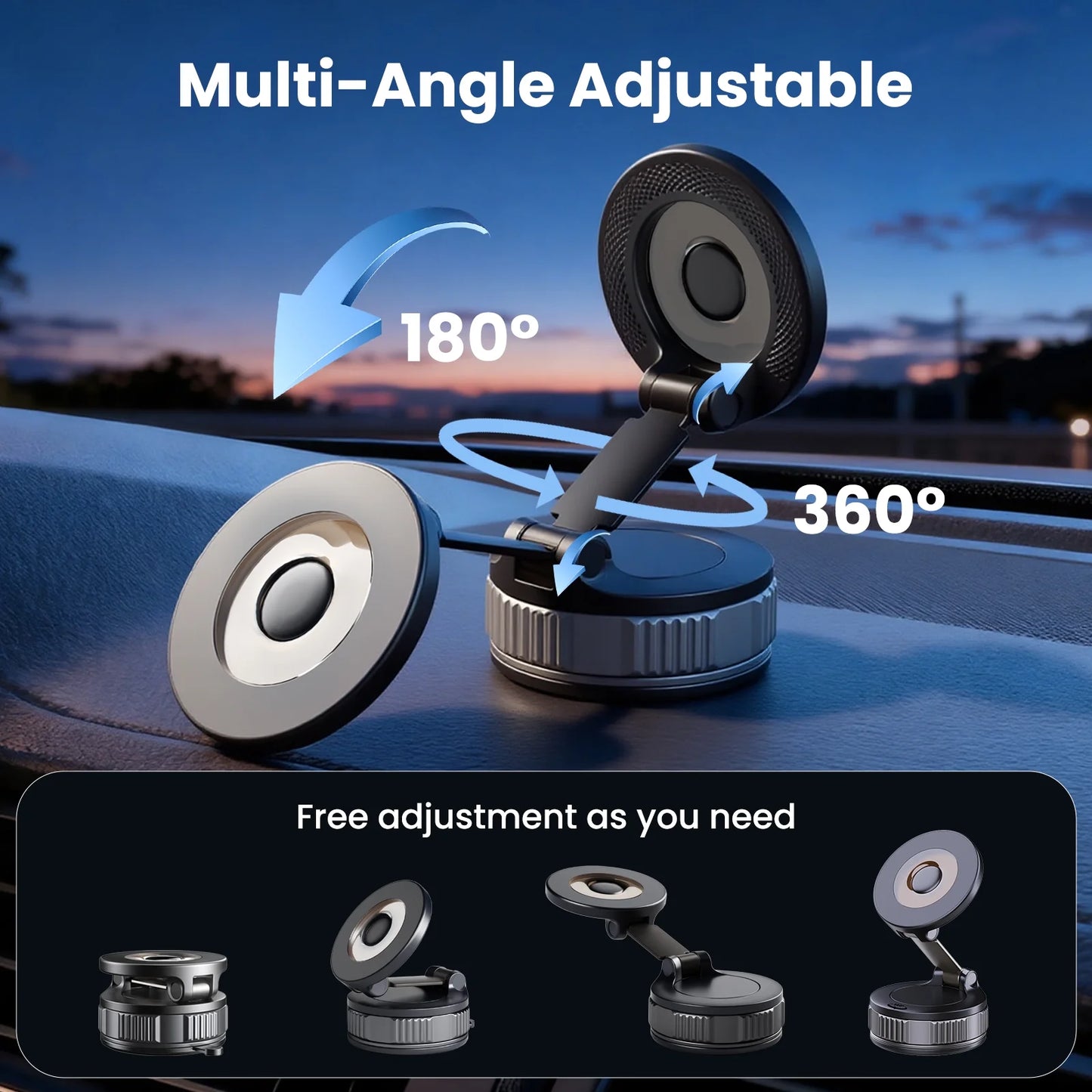 Revolutionary Mag-Safe Car Phone Holder - 360° Adjustable Mount for iPhone 17 Pro Max, 16, 15, 14, 13, 12 & Air Plus - Essential Car Accessory!