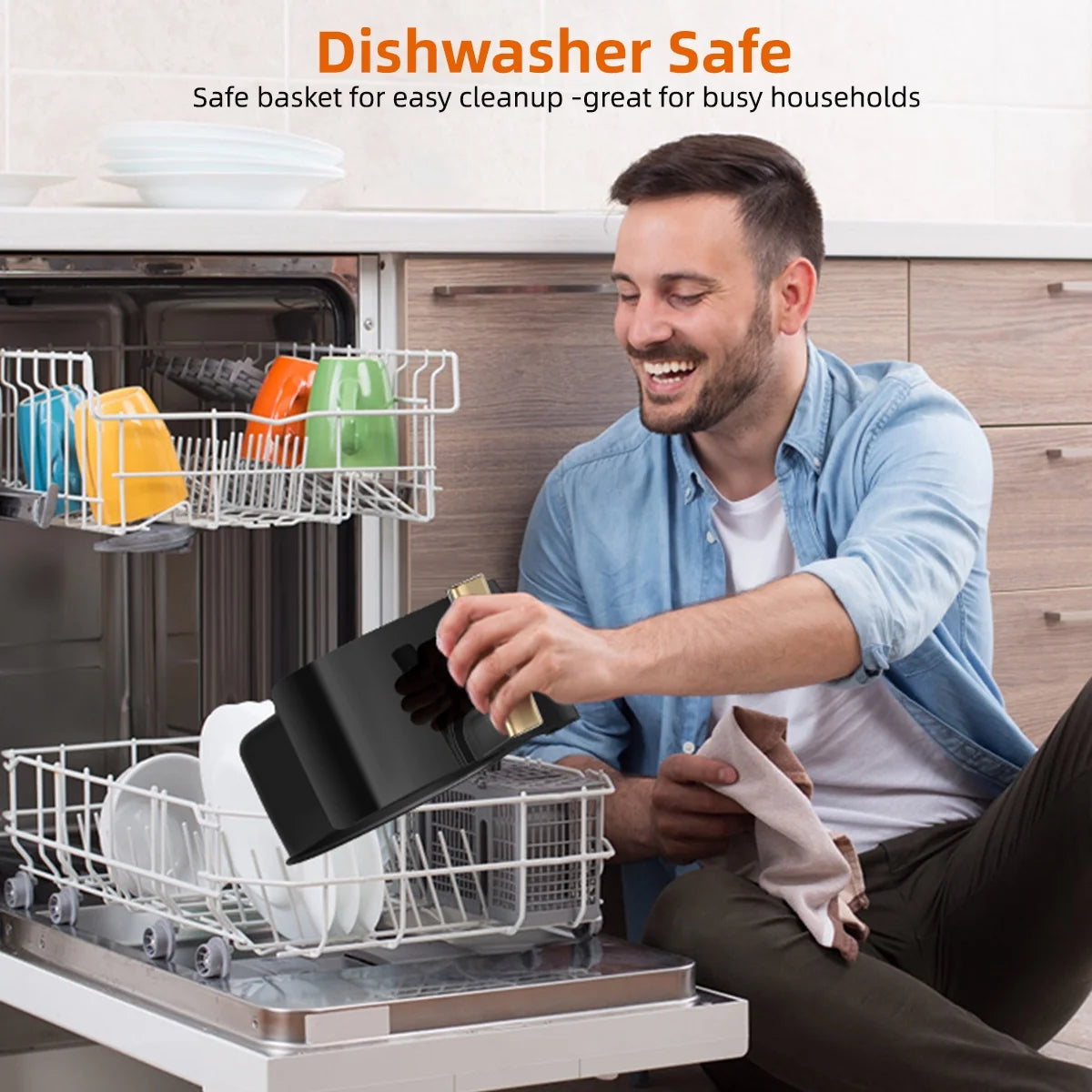 5.2QT Air Fryer Oven - Oilless 5-in-1 Hot Air Fryer with Digital Touch Screen, 5 Preset Cooking Modes, Dishwasher-Safe Basket & 50PCS Air Fryer Paper Liners