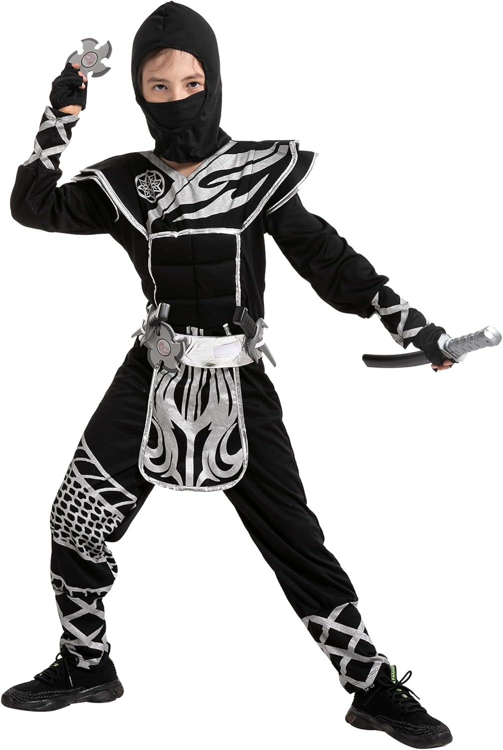 Unleash Your Child's Inner Warrior with Our Boys Ninja Costume - Complete Dragon Scales Outfit with Accessories for Epic Halloween Fun!