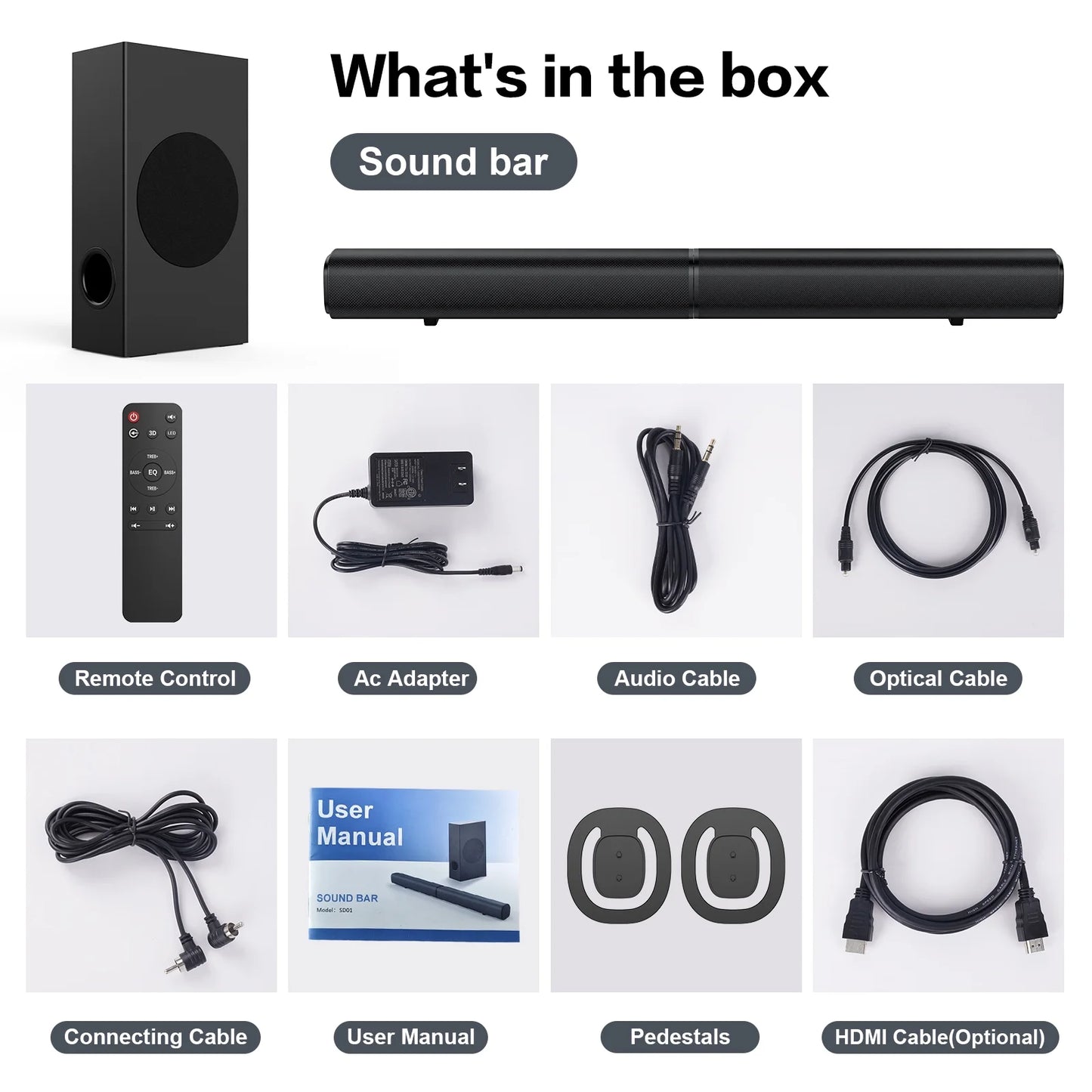4.1Ch Sound Bar with Subwoofer, 120W Separable Sound Bar for TV, 2-In-1 Detachable Sound Bar with Usb/Aux/Coaxial/Optical/Hdmi/Bluetooth