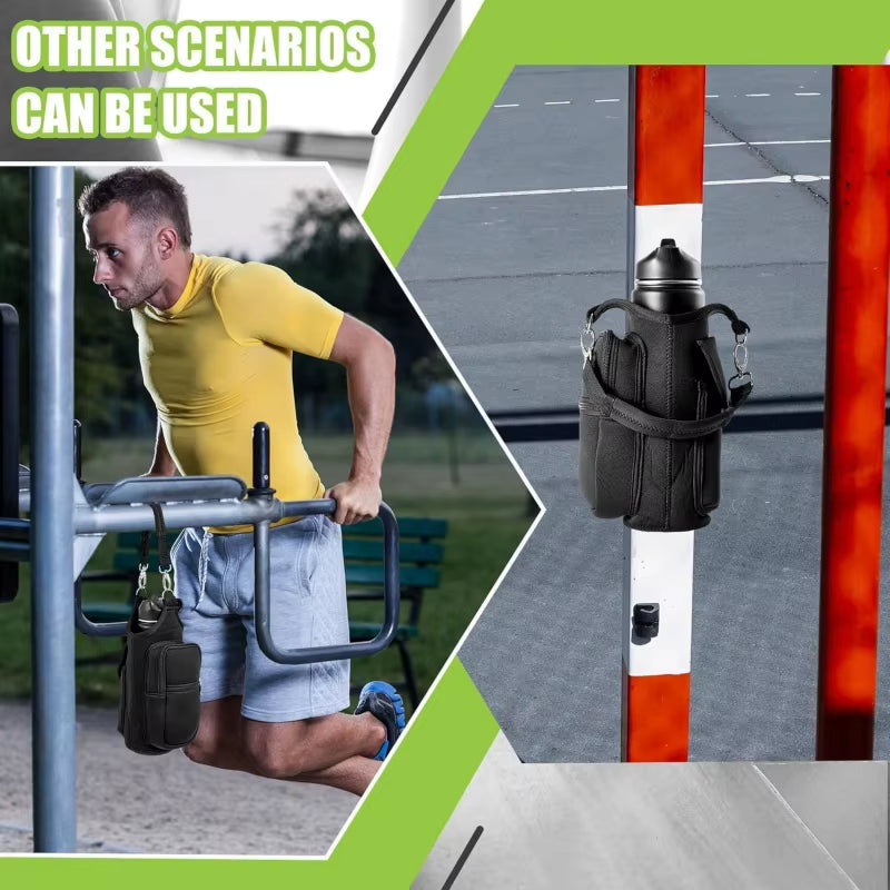 Magnetic Water Bottle Holder: Ultimate Gym Carrier Bag with Phone Pocket & Shoulder Strap - 6 Strong Magnets for Easy Access