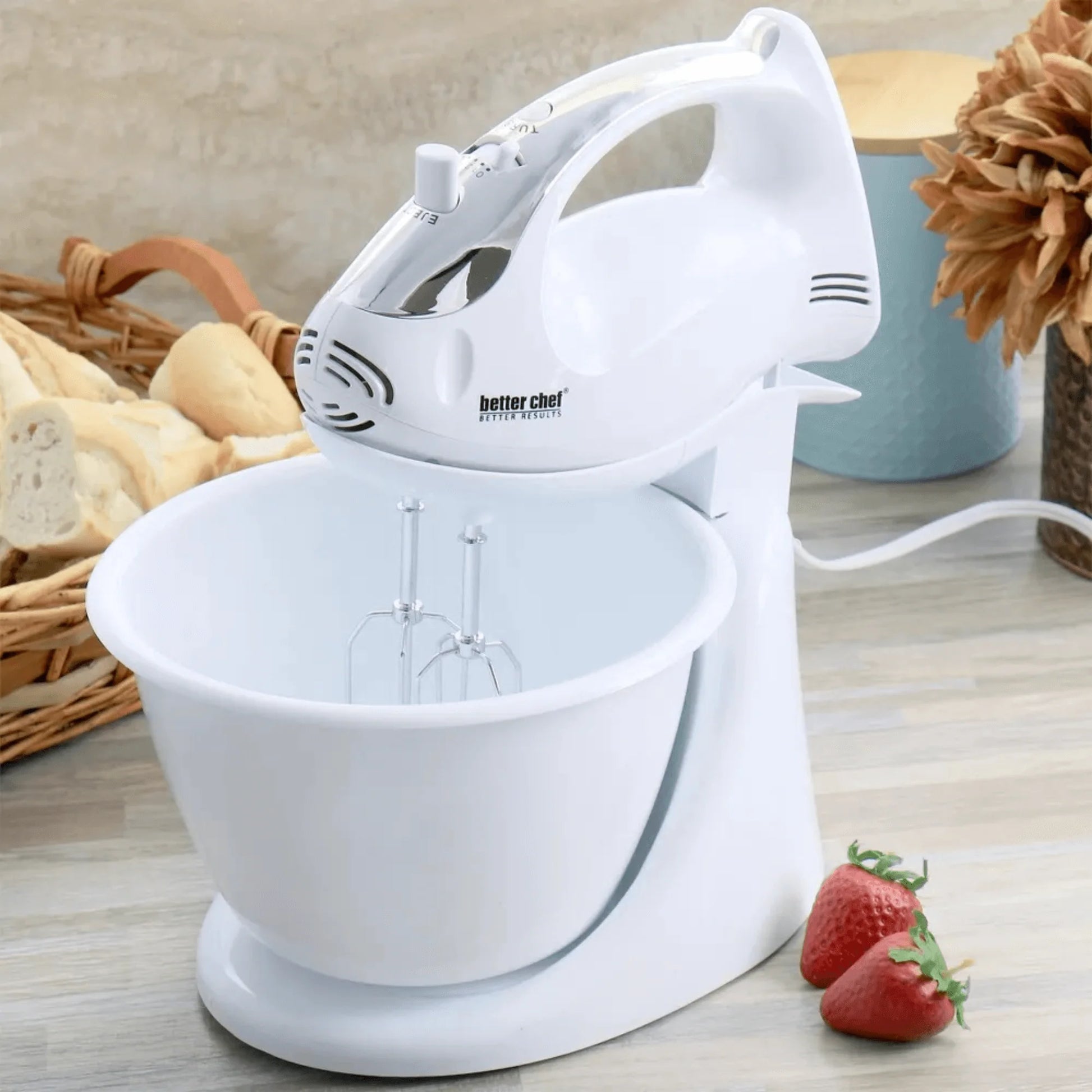 Better Chef 200 Watt Stand/Hand Mixer with Mixing Bowl