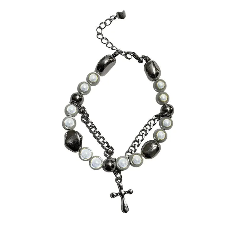 Reflective Pearl Multi-Panel Bracelet