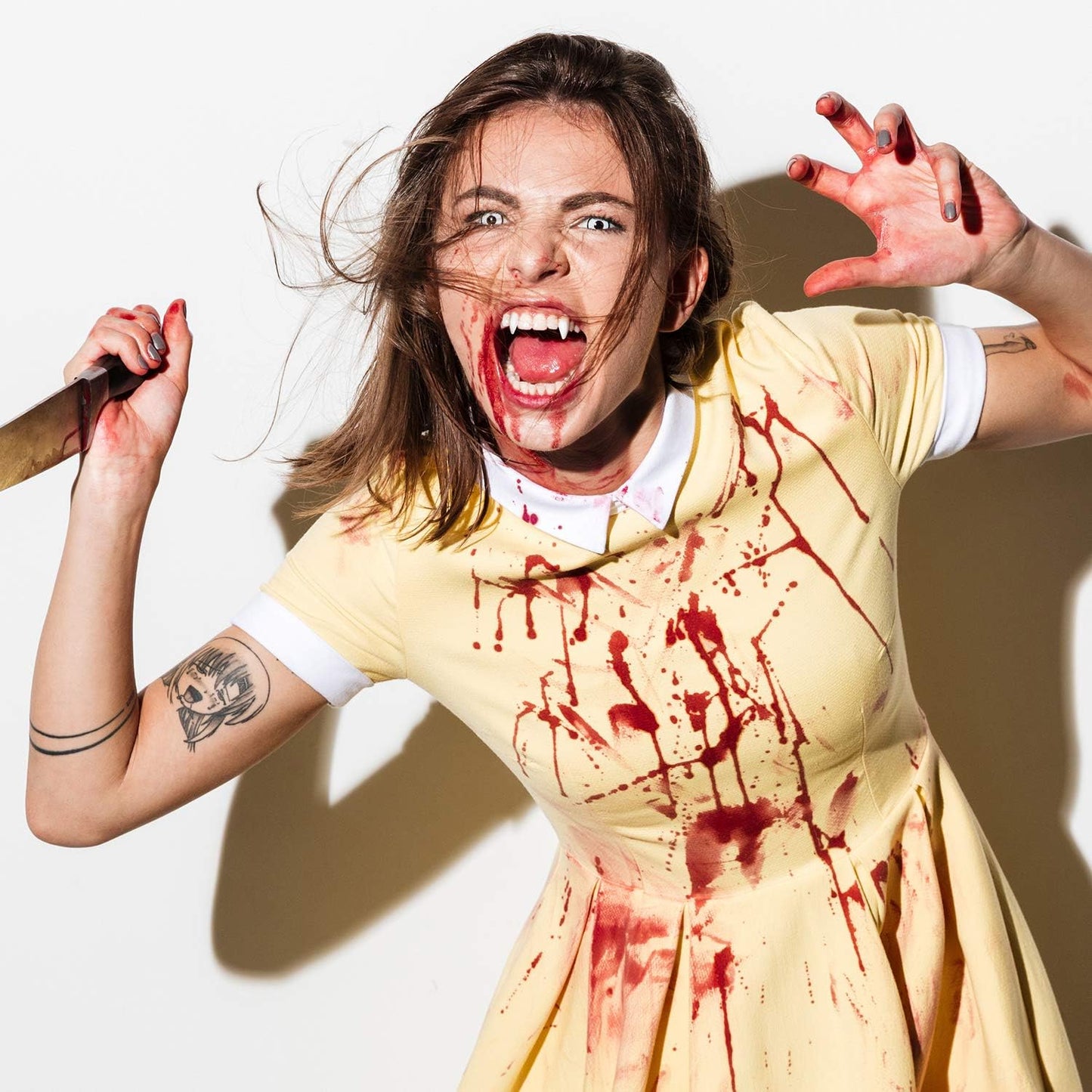 Vampire Teeth Fang Dentures - 24 Pairs with Adhesive for Ultimate Halloween Costume Party Accessory (13mm, 15mm, 17mm)