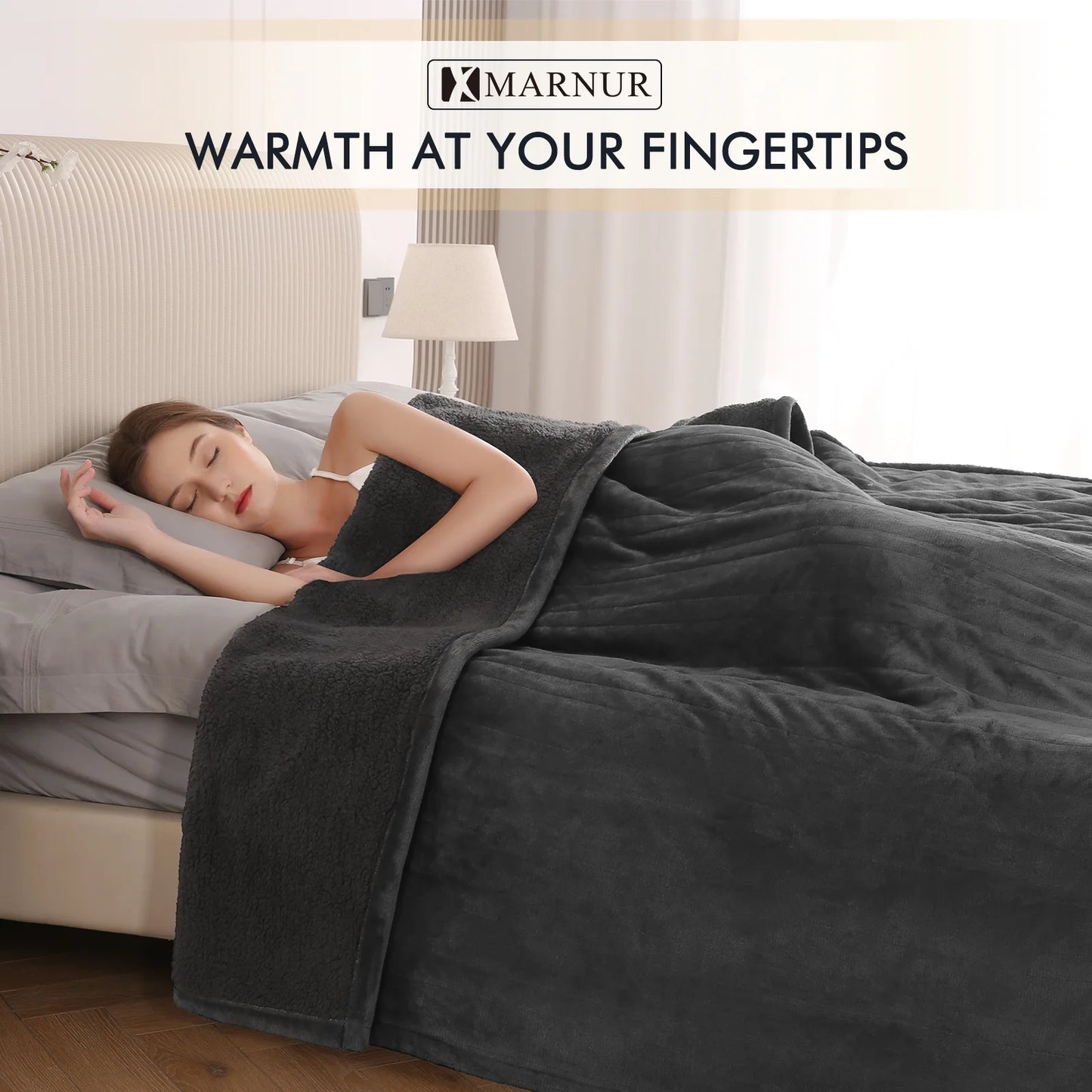 Electric Heated Blanket Queen Size 84''X90'', Fast Heating with Dual Controllers, 10 Heating Levels, 10H Timers, Preheat Function - Gray