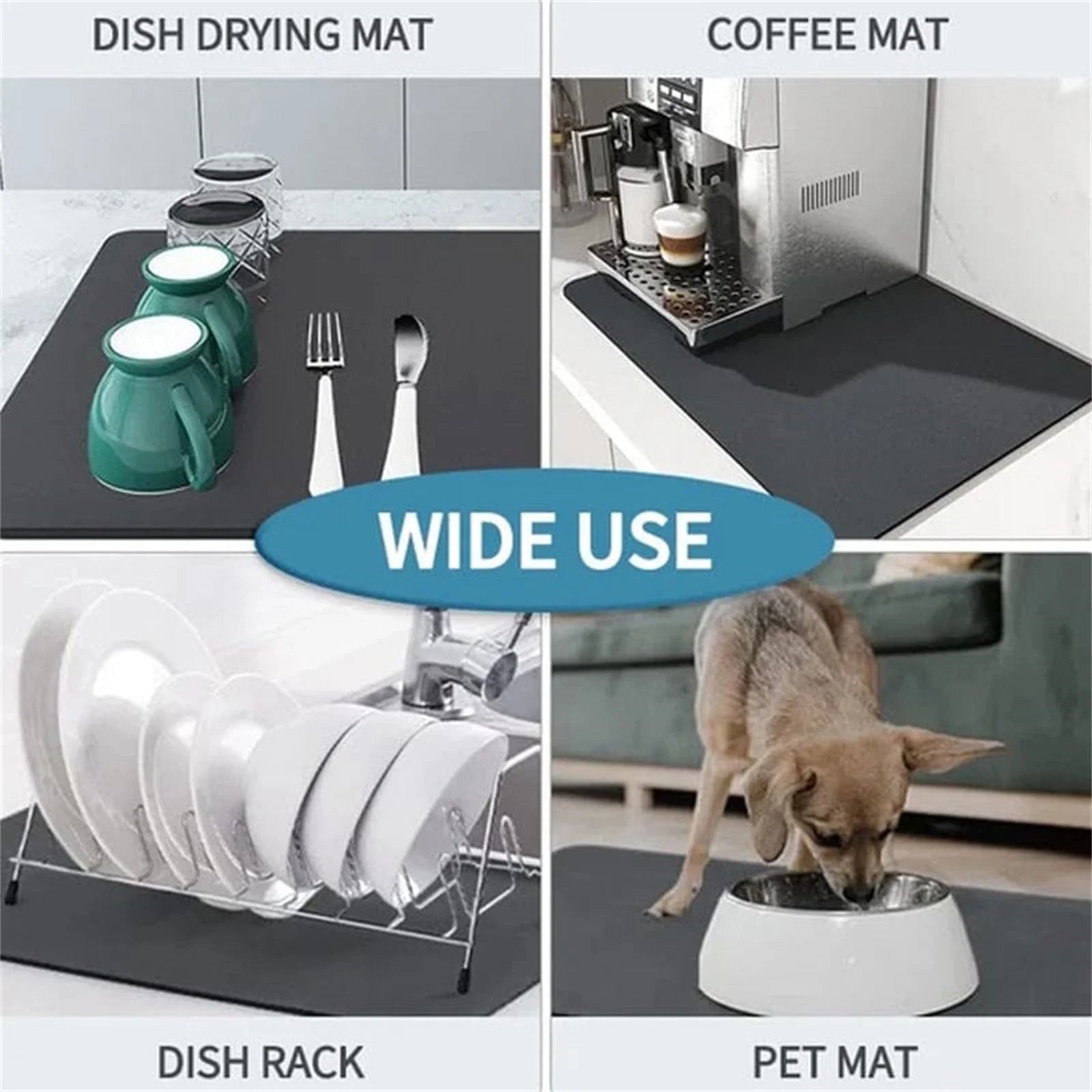 Coffee Mat-Hide Stain Absorbent Rubber Mat for Kitchen Counter-Coffee Bar Accessories Dish Drying Mat Fit under Coffee Maker Coffee Machine