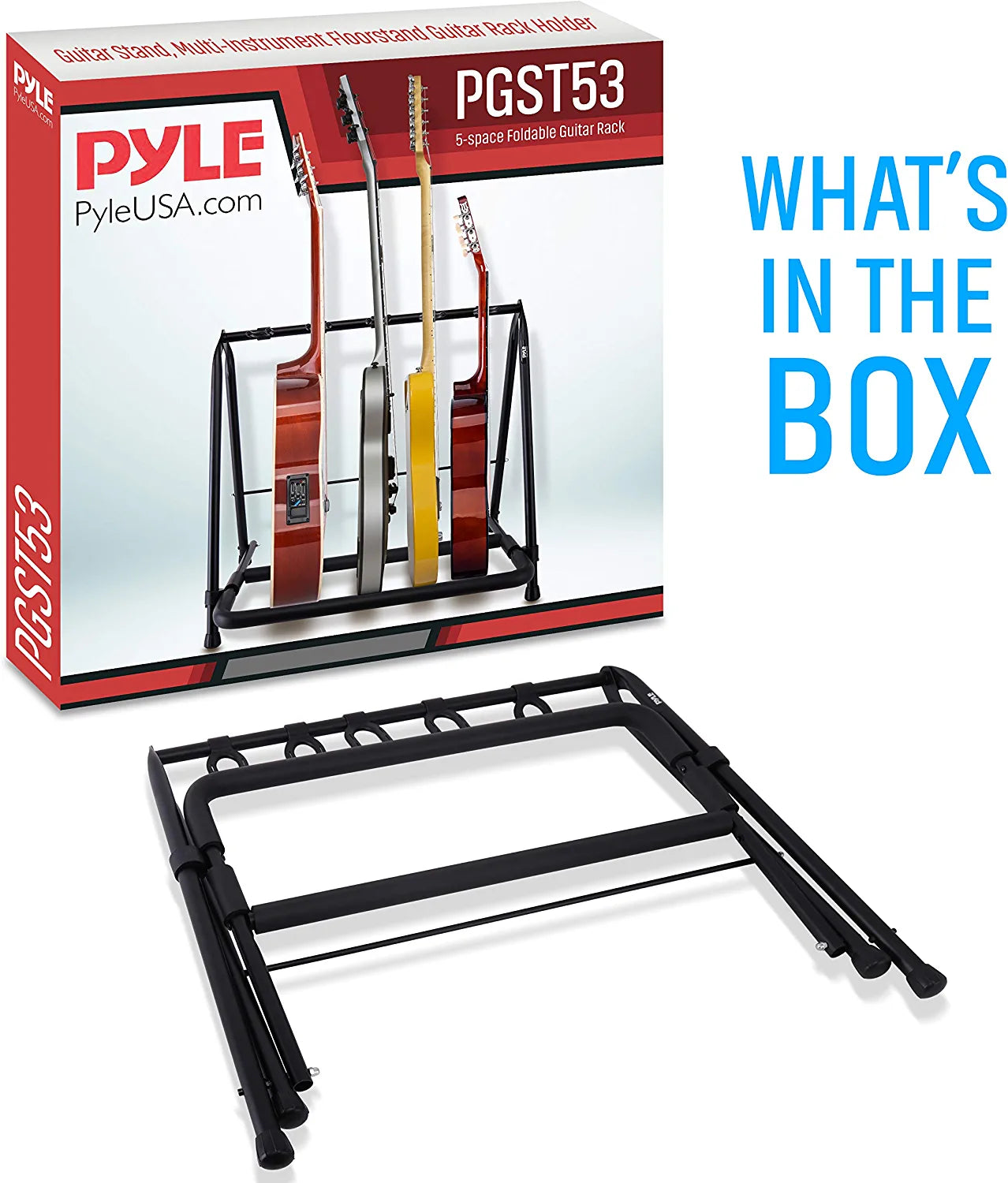 5-Space Foldable Guitar Rack - Guitar Stand, Multi-Instrument Floorstand Guitar Rack Holder