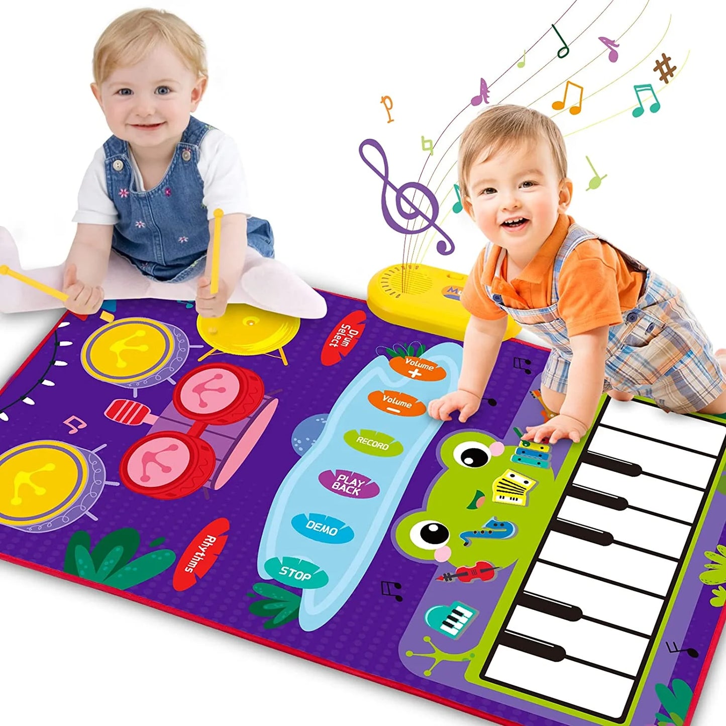 2 in 1 Musical Mat for Toddlers 1-3, Piano Keyboard & Drum Mat, Musical Play Mat Toddler Toys Age 1-2, Baby Learning Toys for 1 Year Old Birthday Gifts for 1 2 3 Year Old Girls