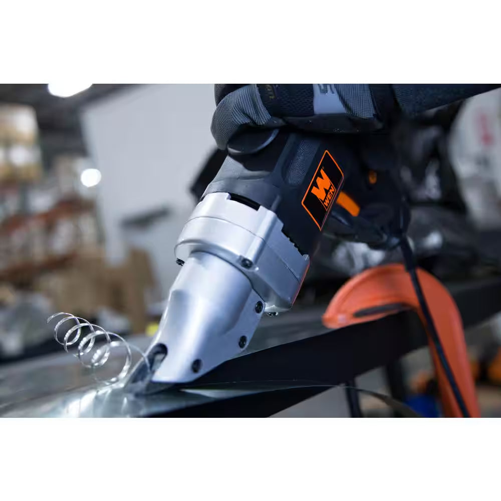 Experience Precision and Power with the 4 Amp 18-Gauge Variable Speed Swivel Head Electric Metal Shear