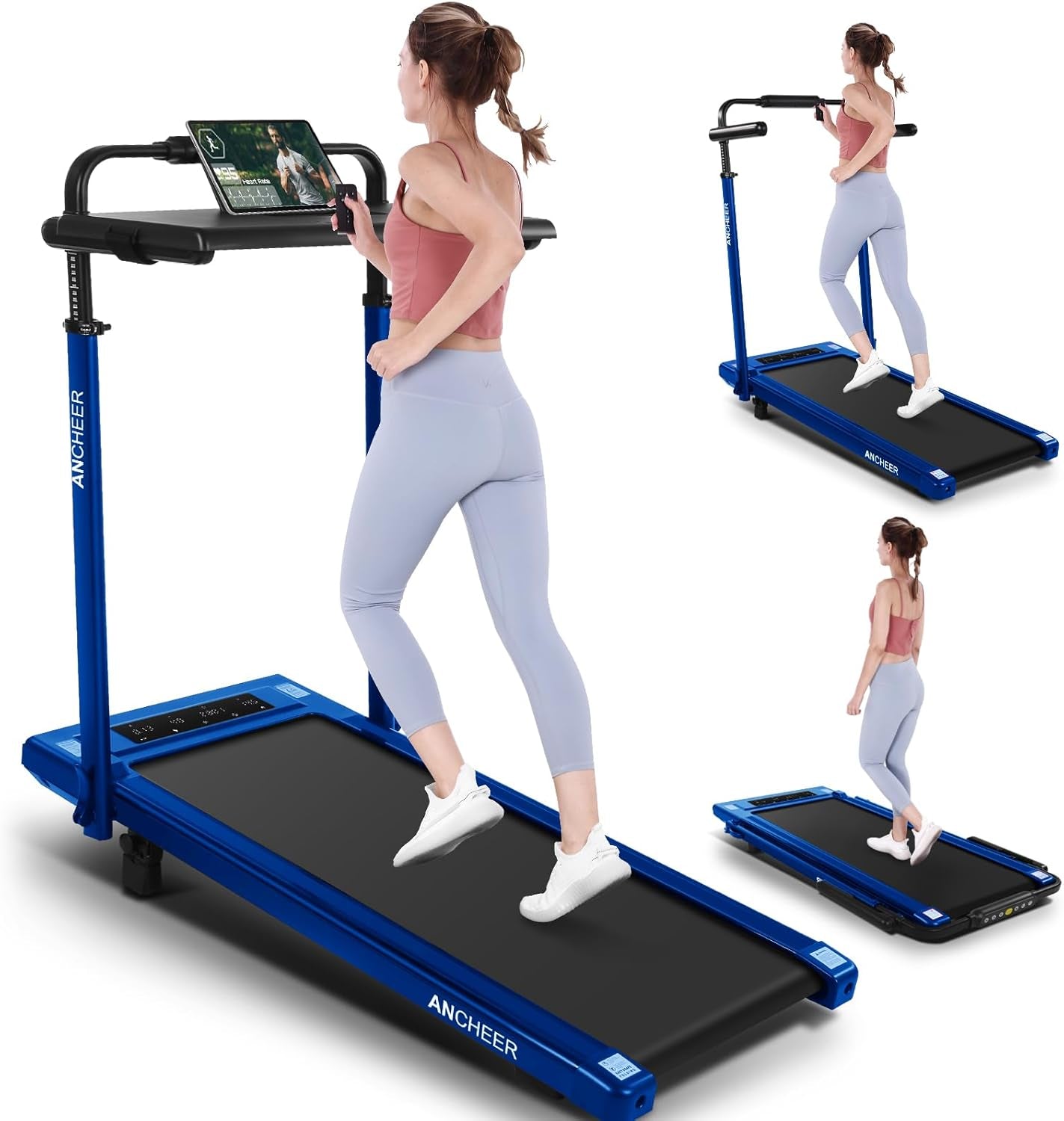 Elevate Your Fitness: 8-in-1 Folding Treadmill with Desk Workstation, Adjustable Height, 2.5HP Ultra-Quiet Walking Pad - 300lbs Capacity, 8% Incline, No Installation Needed!