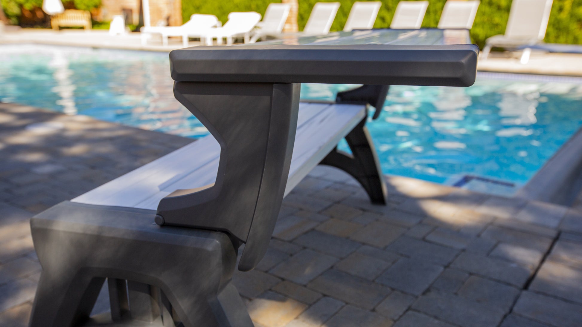 60" Outdoor / Vinyl Patio Bench Picnic Table, Platinum White Birch, Generation II