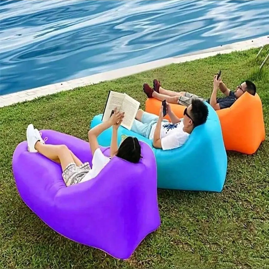 Experience Ultimate Relaxation with Our Waterproof Outdoor Beach Air Bed – Perfect for Couples on Vacation!