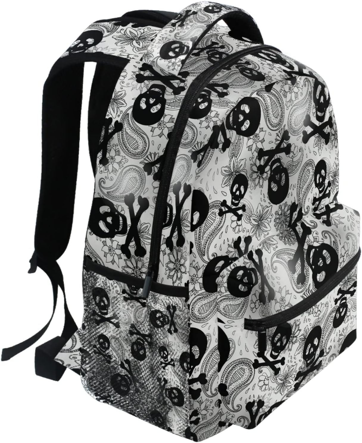 Gothic Skull Black Backpack - Stylish College & Business Laptop Bag for Teens and Adults