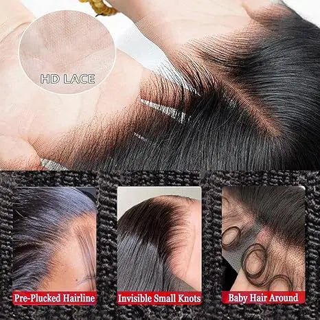 Transform Your Look with the Haloqueen 34 Inch Brazilian Virgin Human Hair Lace Front Wig - 200 Density Deep Wavy Style!