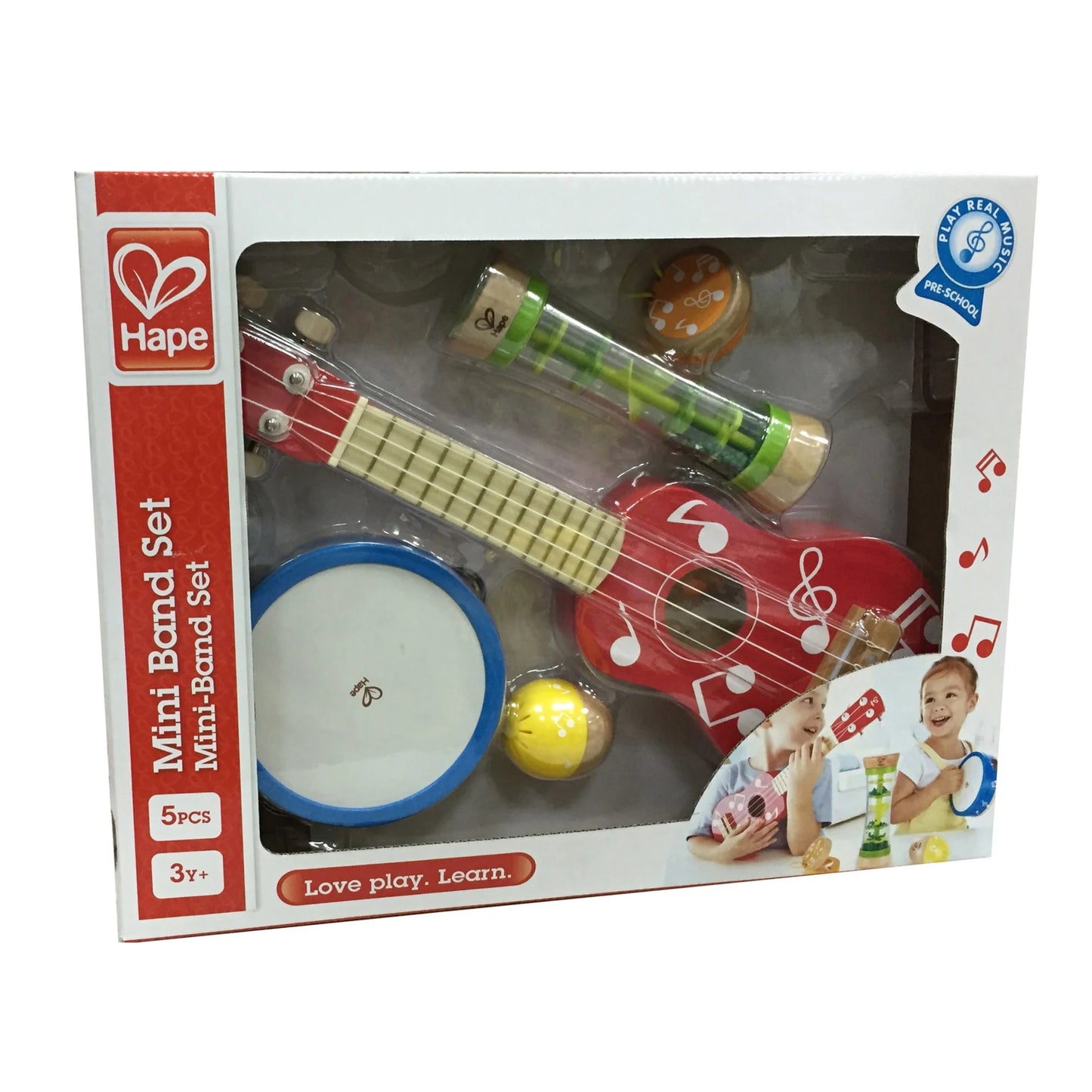 Mini Band Wooden Instrument Set for Toddlers & Kids, 5 Pieces