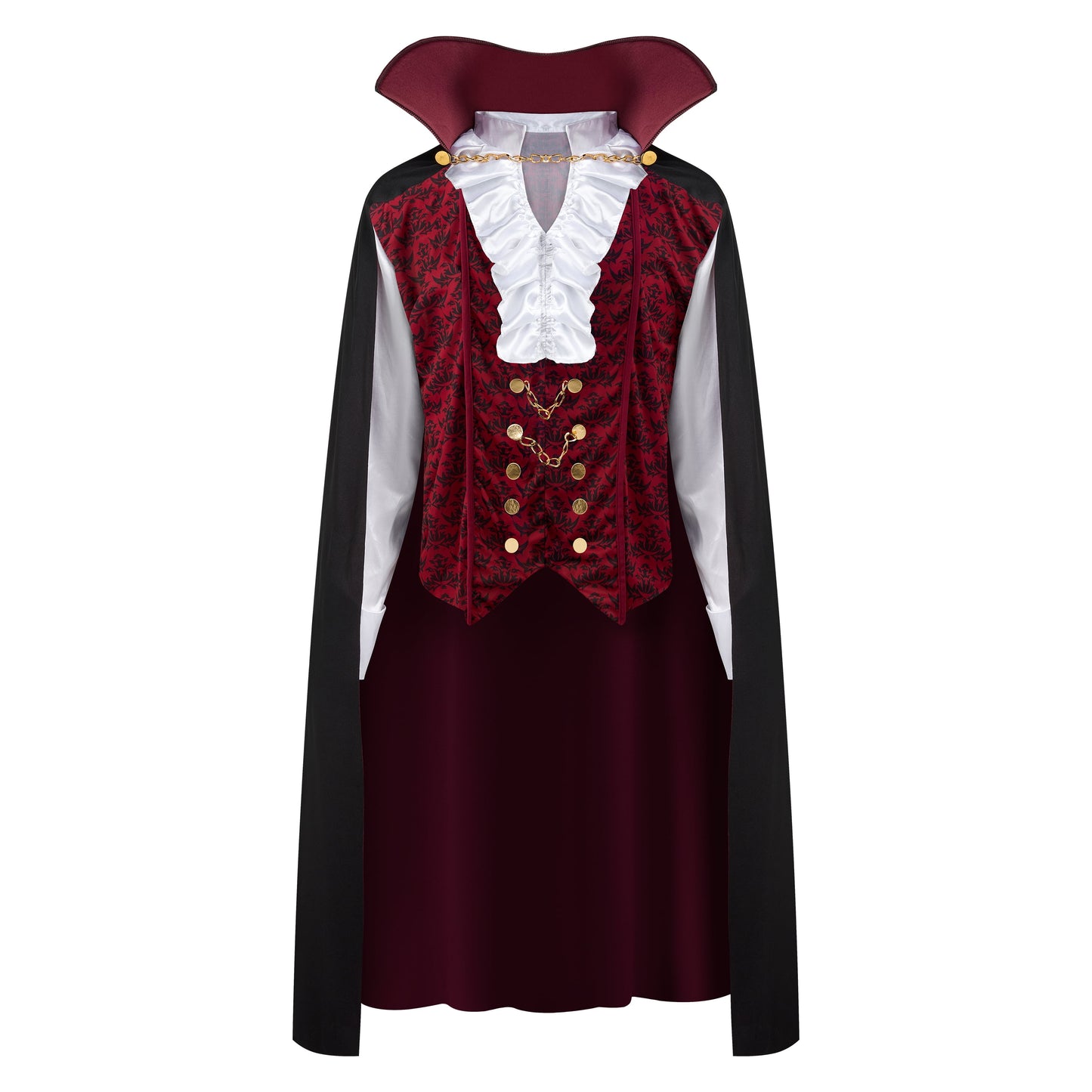 Transform into a Timeless Vampire: Adult Halloween Costume Set with Cape and Vest for Unforgettable Parties