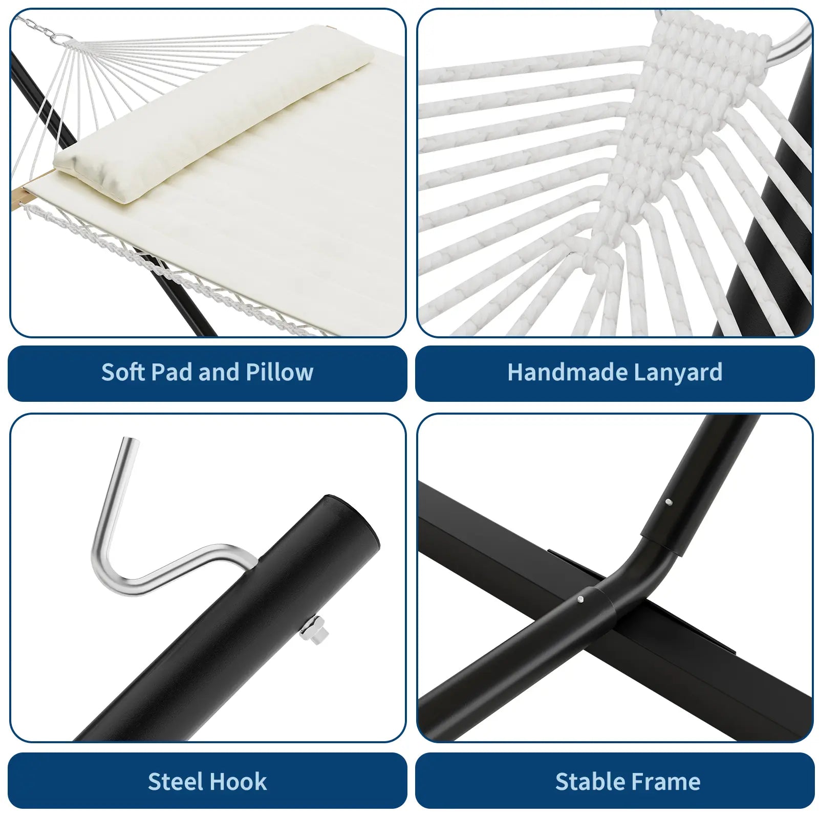 Experience Ultimate Relaxation with Our Heavy-Duty Portable Double Hammock for Two – Complete with Pillow & Adjustable Steel Stand, 475 Lbs Capacity – Perfect for Outdoor Patios, Gardens, Beaches, and Backyards this Summer!