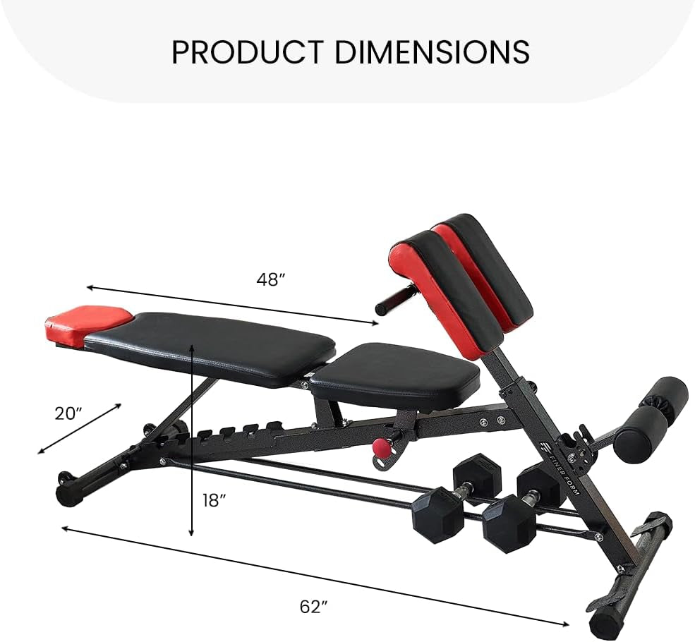 All-in-One Multi-Functional FID Weight Bench for Ultimate Full Body Workout – Hyper Back Extension, Roman Chair, Adjustable Ab Sit-Up, Incline/Decline/Flat Bench