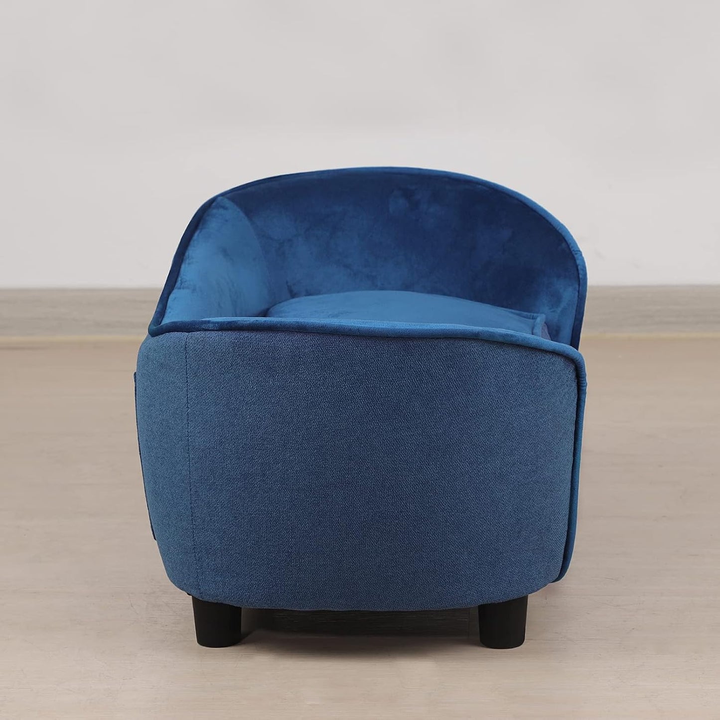 Luxurious Velvet & Linen Pet Sofa Bed with Removable Washable Cushion - Perfect for Small Dogs and Cats (Blue)
