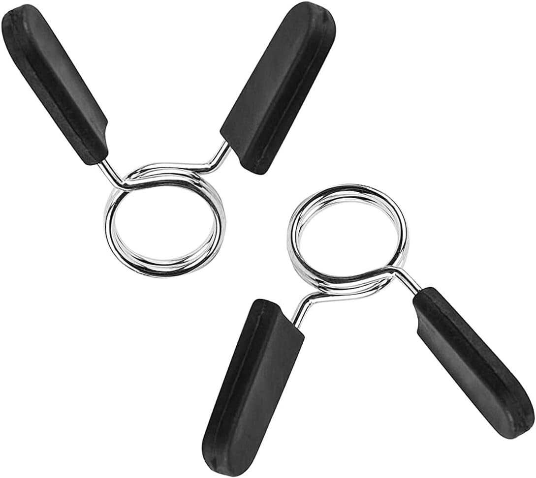 Barbell Clamps Dumbbell Spring Clip Circlip Collars 1 Inch Black and Silver