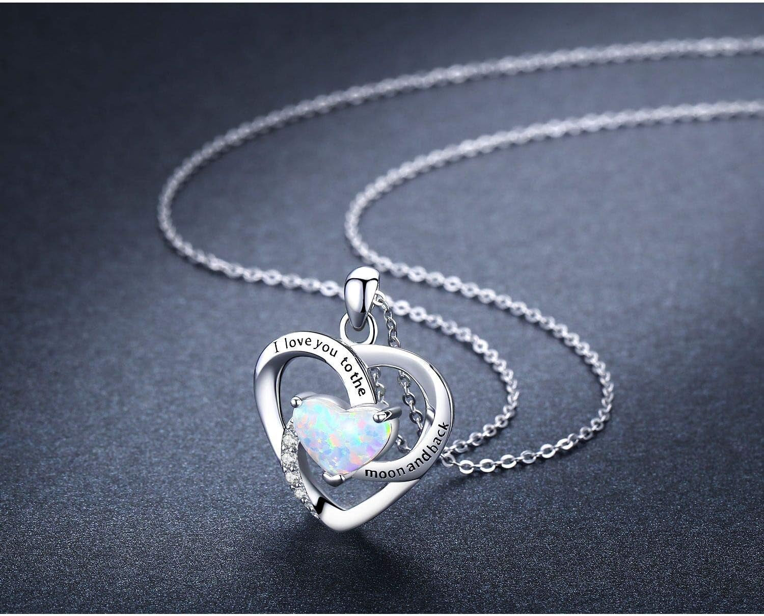 Radiate Love with Our 925 Sterling Silver Heart Necklace - I Love You to the Moon and Back Pendant with Exquisite Gift Box for Women