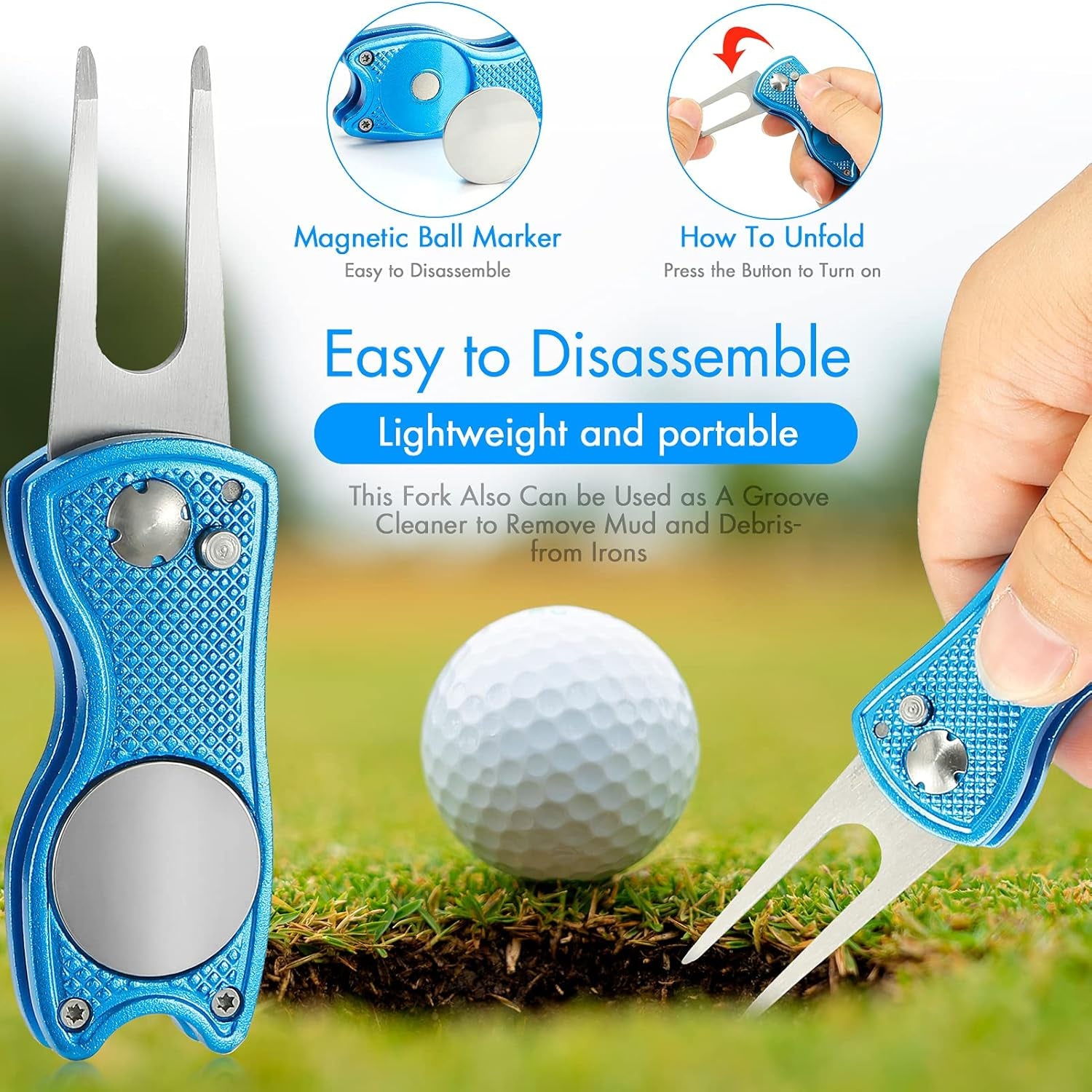 Accessories Set - PRO Retractable Club Brush, Microfiber Waffle Pattern  Towel, Divot Repair Tool, Club Cleaning Kit