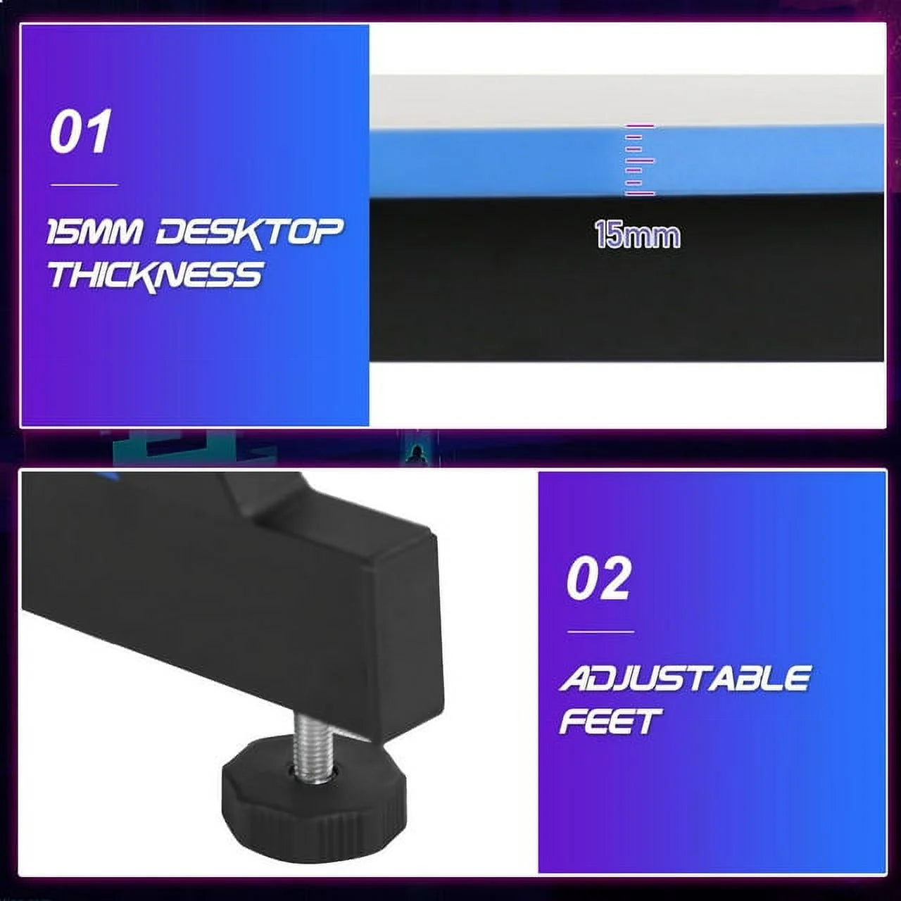 Elevate Your Gaming Experience with the Blue Portable Rectangular Gaming Desk Featuring Headphone Hook and Cup Holder