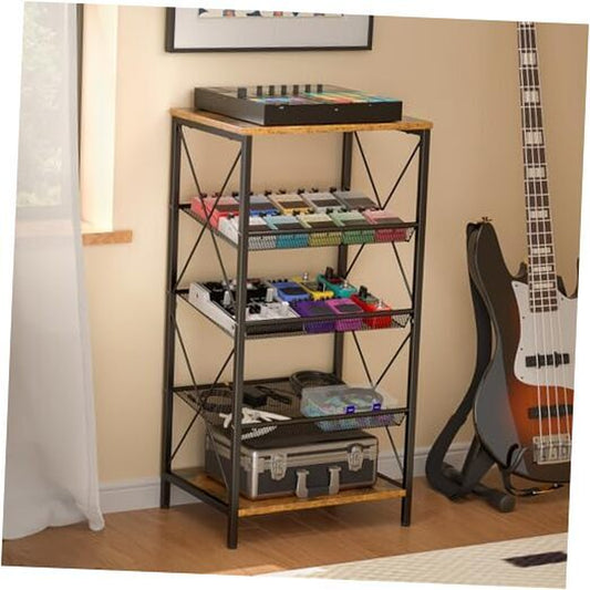 Guitar Pedal Organizer, 5 Tier Tuner Pedal Storage Shelf, Vintage Pedal Board