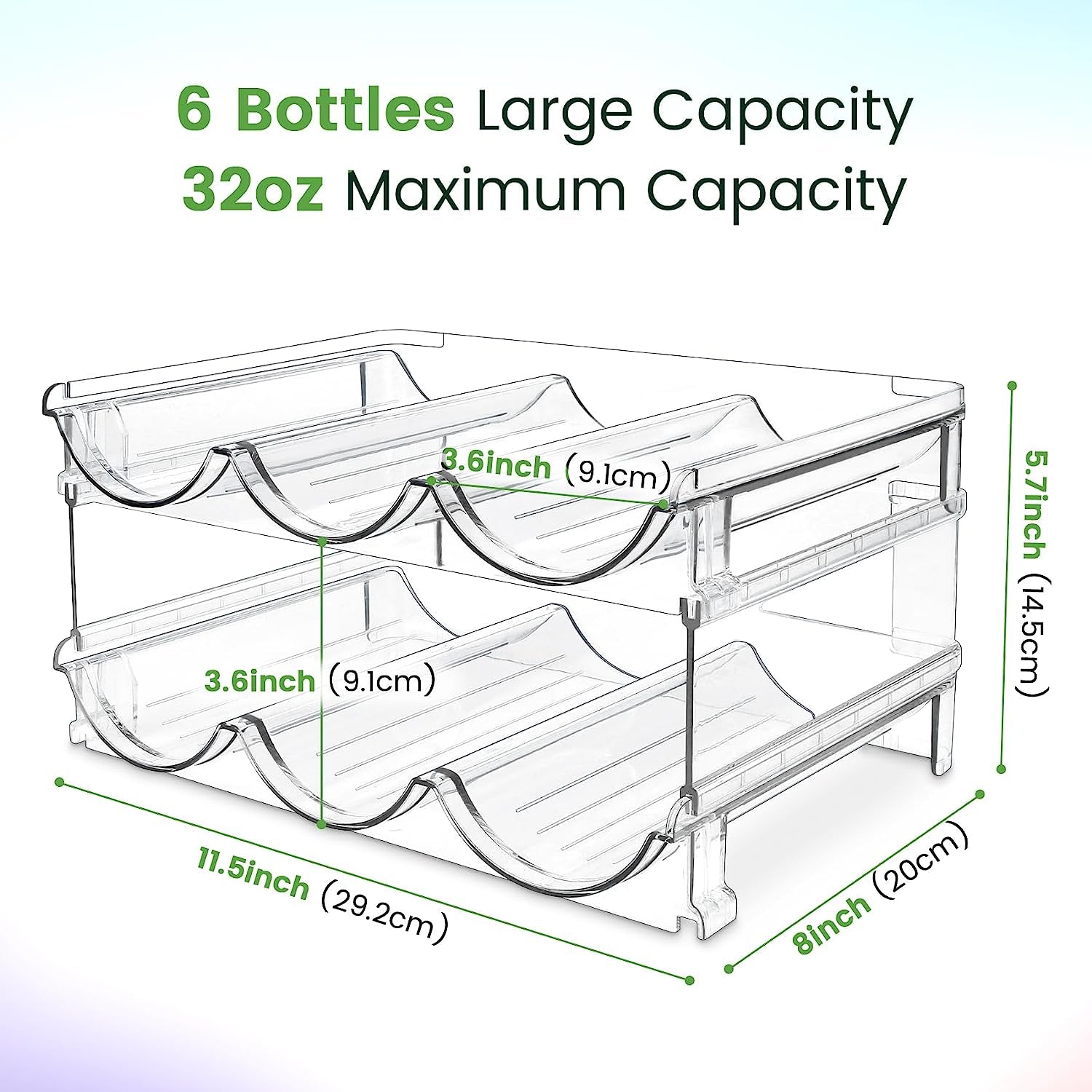 Stackable Water Bottle Organizer - 2 Pack Cabinet Storage Rack for Efficient Water Bottle Storage