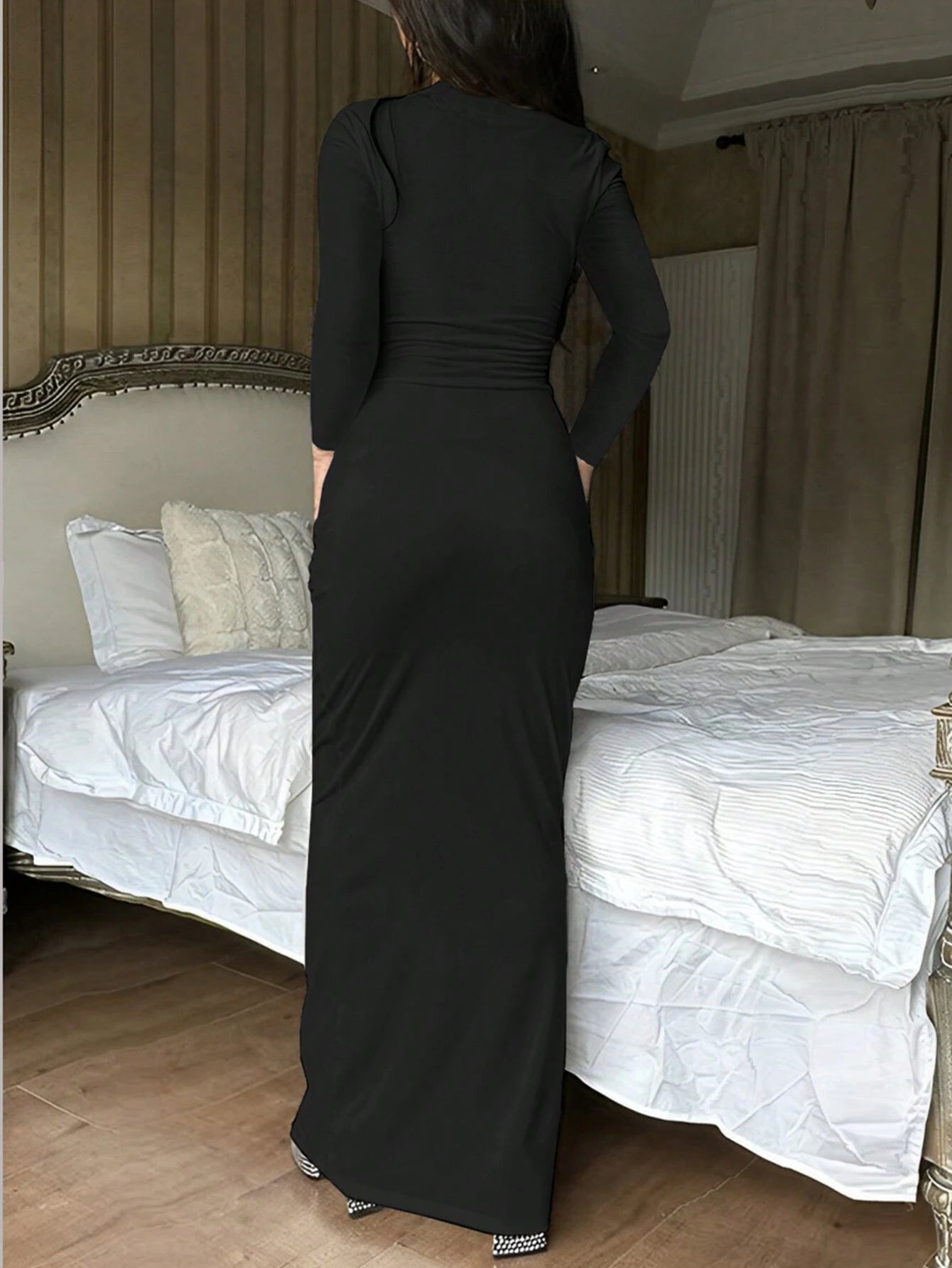 INAWLY SHEIN Ezwear Solid Scoop Neck Bodycon Dress