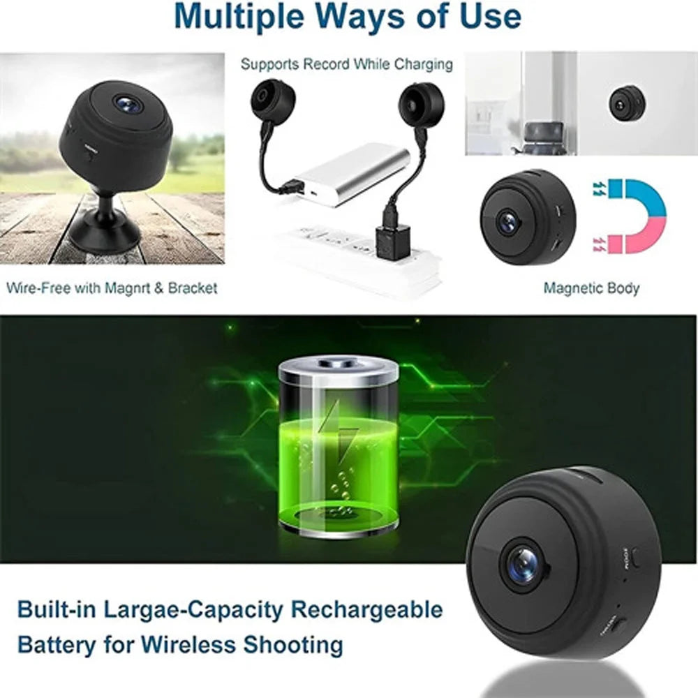 Mini Wireless Hidden Spy Camera - 1080P HD with Night Vision for Ultimate Home Security