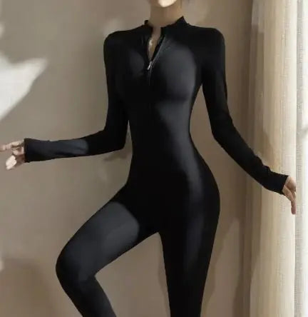 European & American Zipper Yoga Jumpsuit