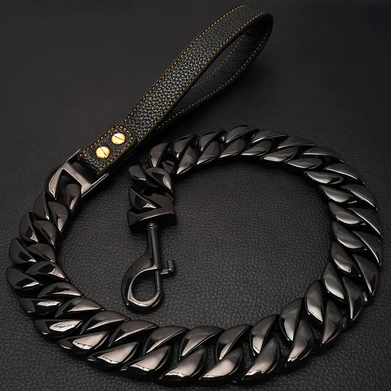 32MM Stainless Steel Cast Titanium Steel Dog Leash Gold Large Dog Hand Holding Rope