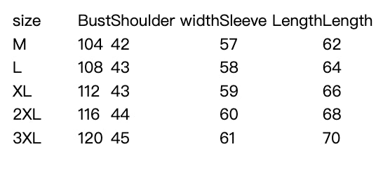 Men's Autumn Turtleneck Sweater Size Chart