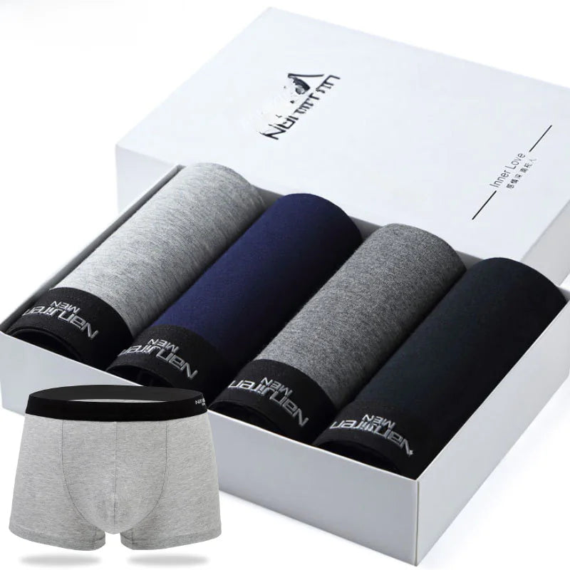 Men's Cotton Boxer Briefs in Plain Colors (Bulk Pack)