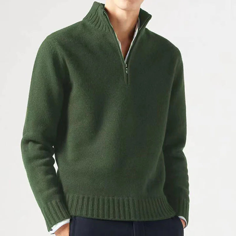 Men's Quarter Zip. Sweater Green 2