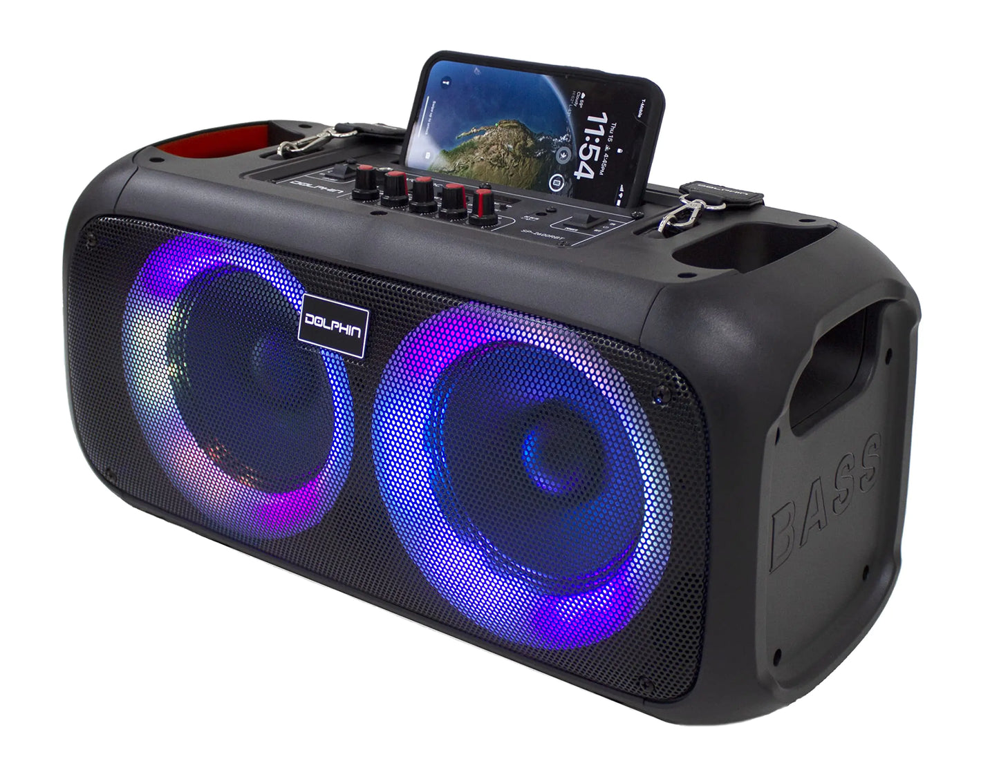 Dolphin Boombox Portable Bluetooth Speaker - Crisp Sound - Dual 6.5" Woofer 1" Tweeter