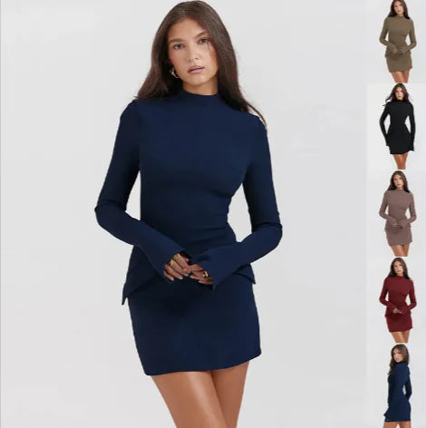 Elegant Slim-Fit Long-Sleeve Dress